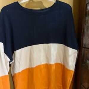 Navy Blue, Cream and Orange Sweatshirt